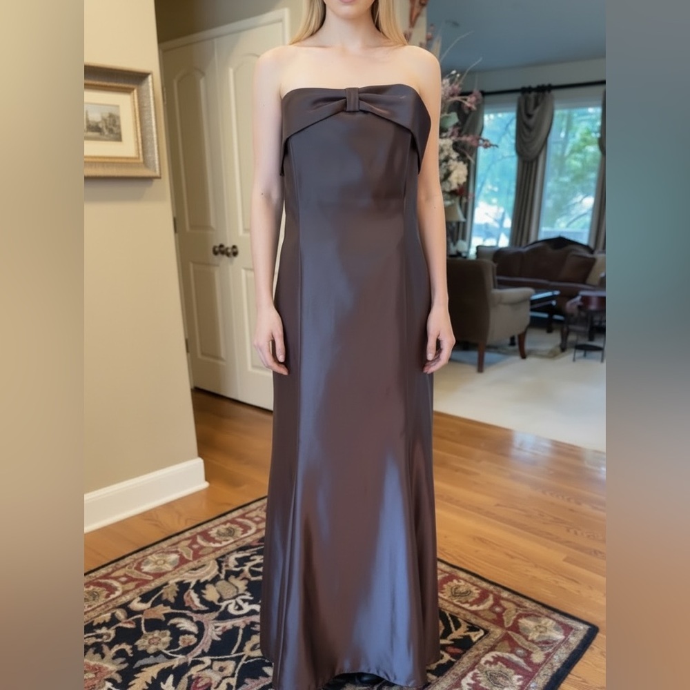 Scott Mcclintock Long Satin Strapless Gown 1990’s Vintage Sizing 14